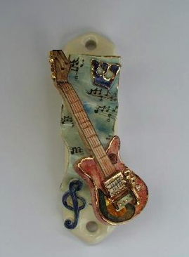 Electric Guitar Mezuzah - Painted Porcelain