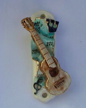 Guitar Mezuzah - Painted Porcelain