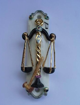 Lawyer Mezuzah - Painted Porcelain