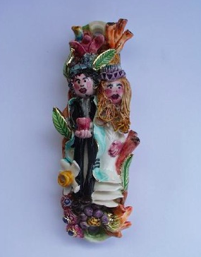 Wedding Mezuzah - Painted Porcelain