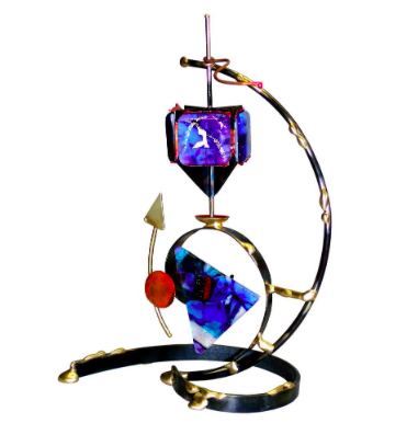 Colorful Triangle Dreidel - Glass, Steel, and Copper