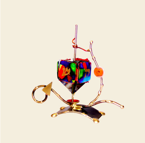 Small Elegant Dreidel - Glass, Steel, and Copper