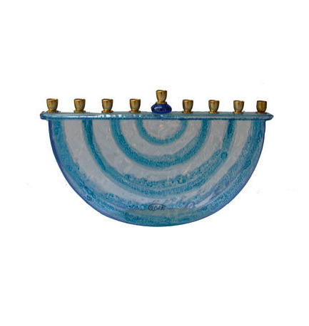 Blue Menorah - Glass