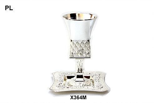 Silver plate kiddush cup with plate