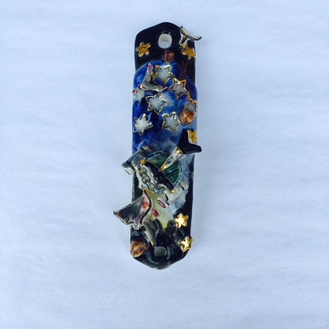 Space Mezuzah - Painted Porcelain