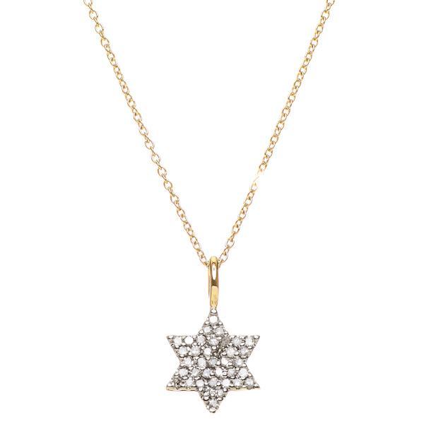 Star of David, 14k Yellow Gold with Diamonds, FS by Alef Bet