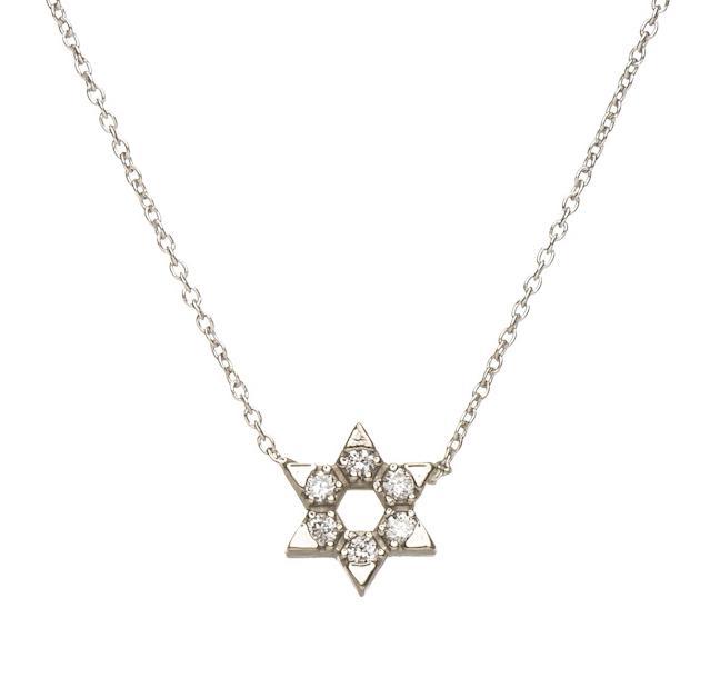Star of David, 14k White Gold with Diamonds, Small by Alef Bet