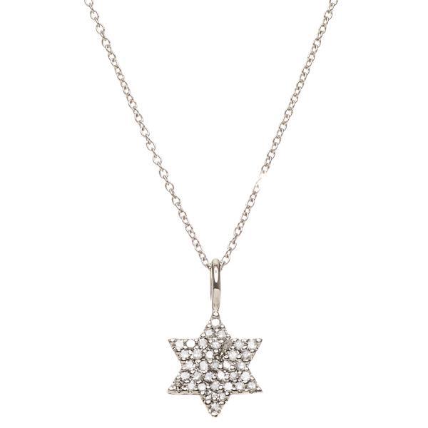 Star of David, 14k White Gold with Diamonds, FS 