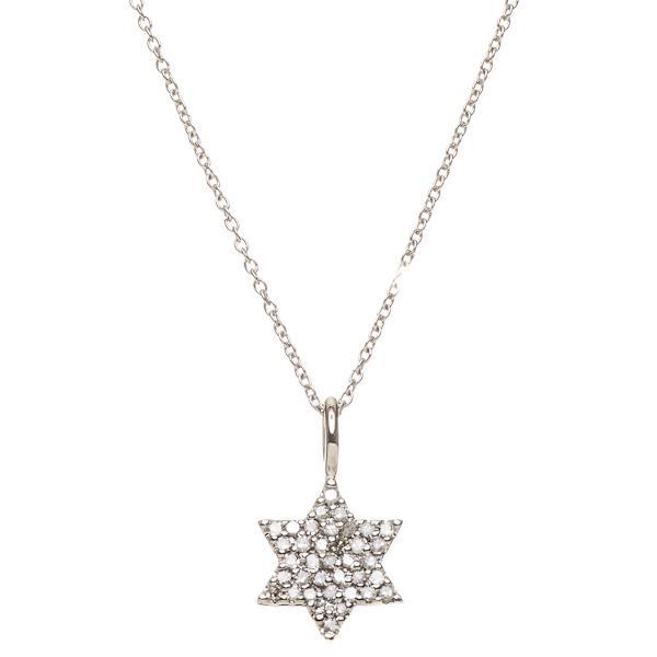 Star of David, 14k White Gold with Diamonds, FS 