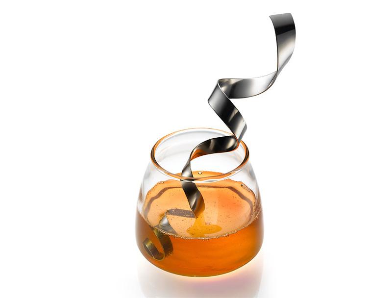 Steel Ribbon Honey Dipper and Honey Pot - Aluminum