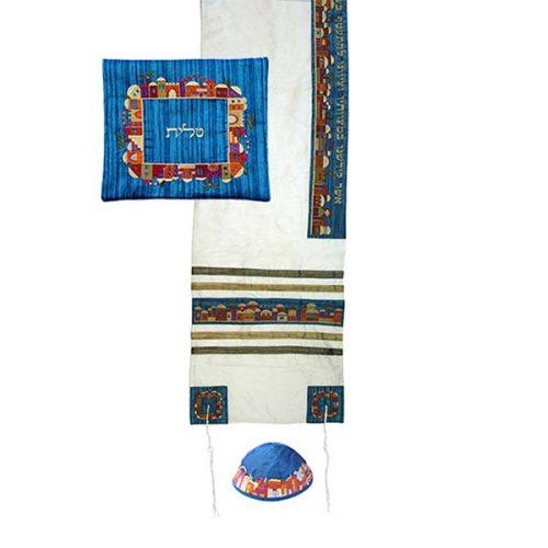 Raw Silk Talit-Jerusalem Blue