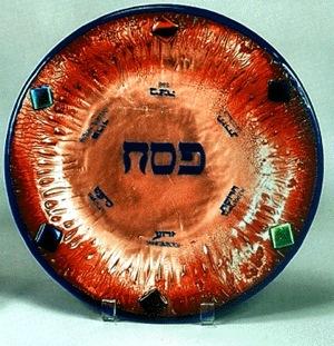 Seder Plate - Infused Glass with Copper