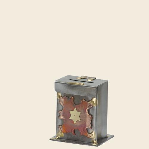 Copper Star Tzedakah Box - Steel and Copper