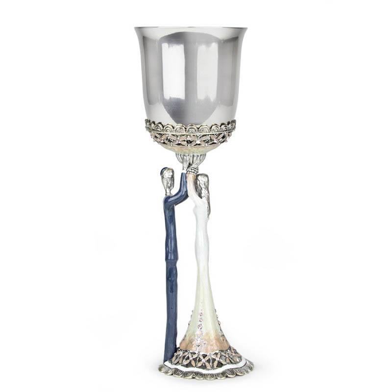 Bride and Groom Kiddush Cup Navy/Silver
